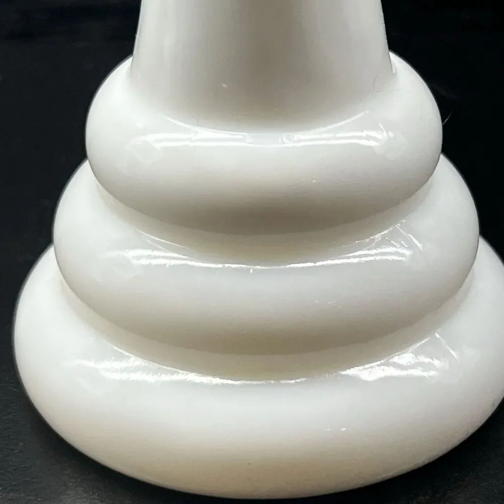 Vintage Randall Milk Glass-3 Ring /Beehive -Flower/ Bud Vase 1960 Art Deco 6